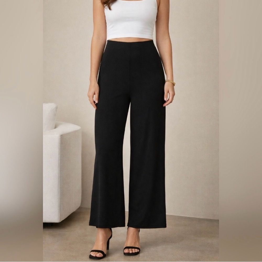 HOUSE OF HARLOW 1960 | NEW High Rise Black Wide-Leg Cropped Pants Women’s Size 8